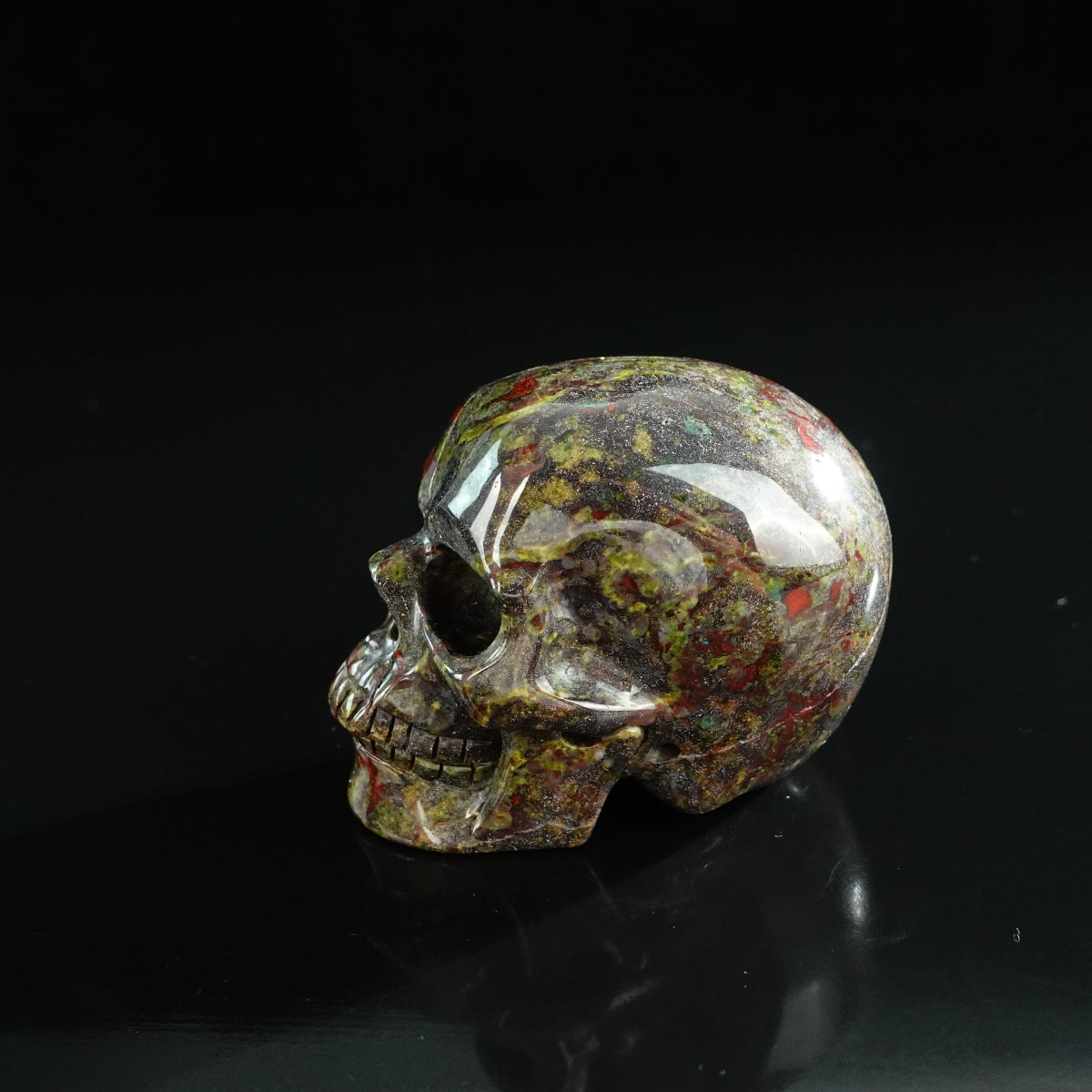 3.0" Dragon Blood Jasper Crystal Skull Carving - Unique Piece #DB12