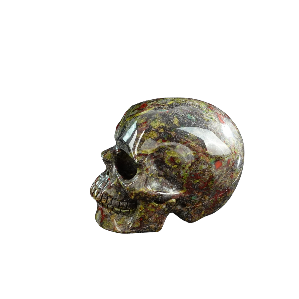 3.0" Dragon Blood Jasper Crystal Skull Carving - Unique Piece #DB12