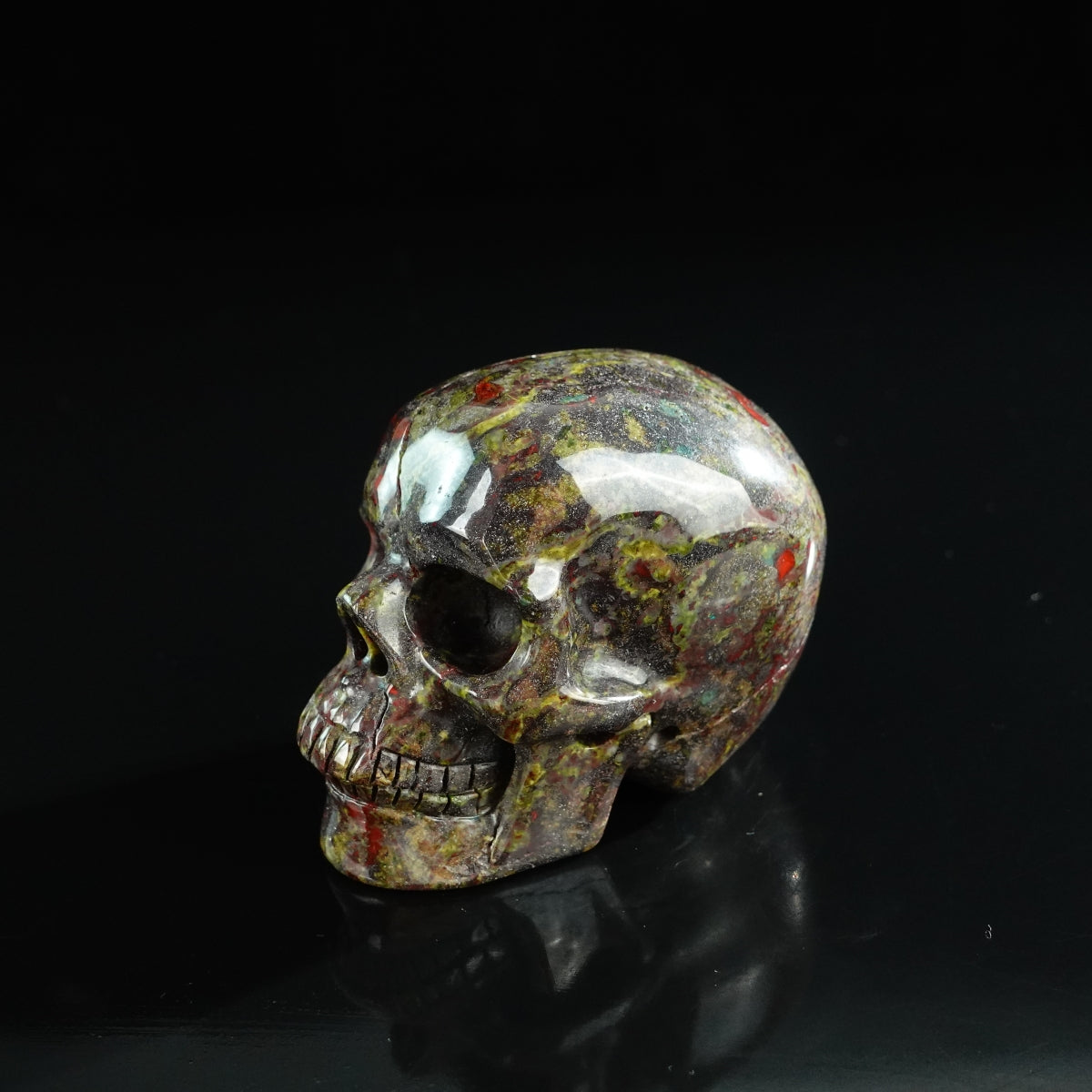 3.0" Dragon Blood Jasper Crystal Skull Carving - Unique Piece #DB12