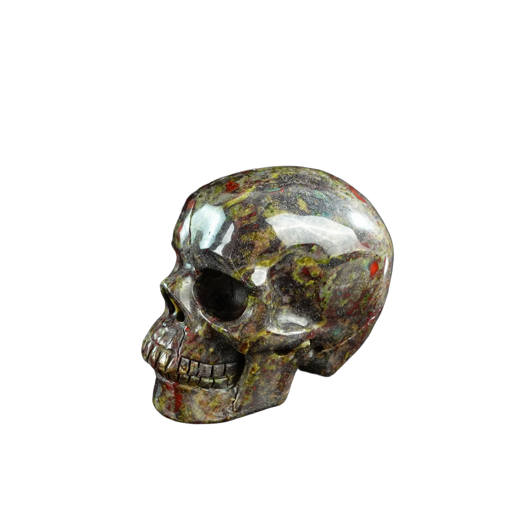 3.0" Dragon Blood Jasper Crystal Skull Carving - Unique Piece #DB12