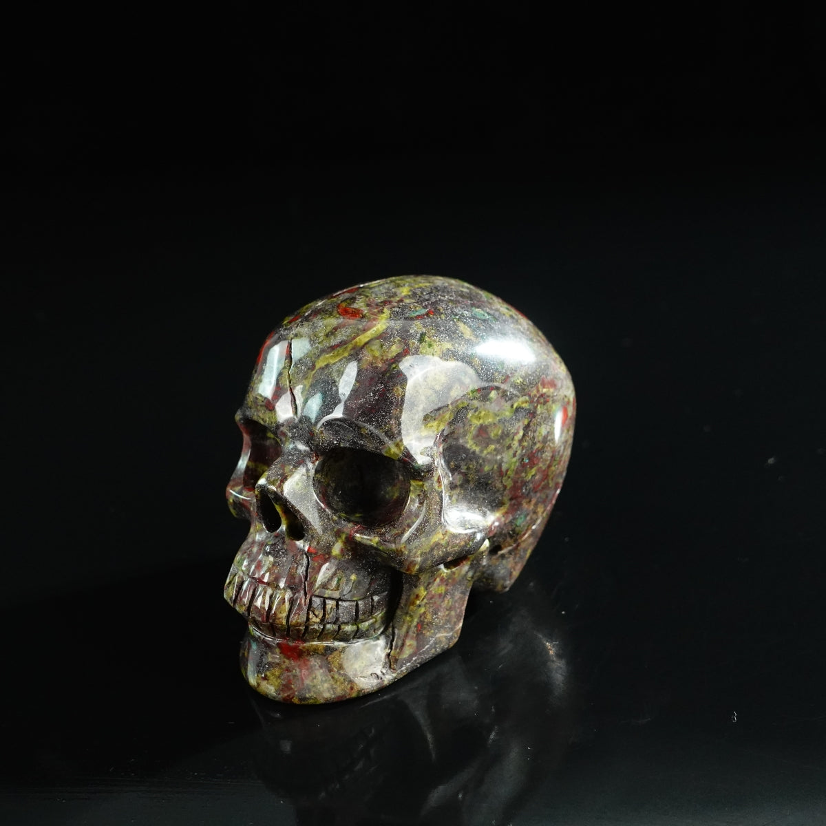 3.0" Dragon Blood Jasper Crystal Skull Carving - Unique Piece #DB12