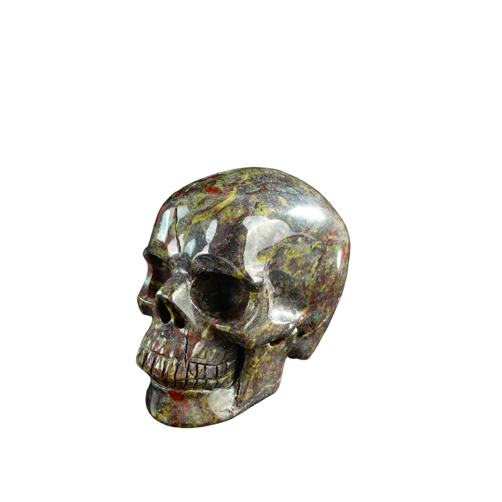 3.0" Dragon Blood Jasper Crystal Skull Carving - Unique Piece #DB12
