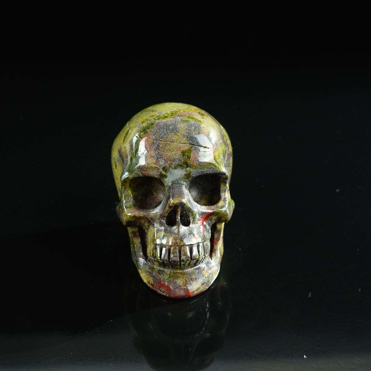 3.0" Dragon Blood Jasper Crystal Skull Carving - Unique Piece #DB13