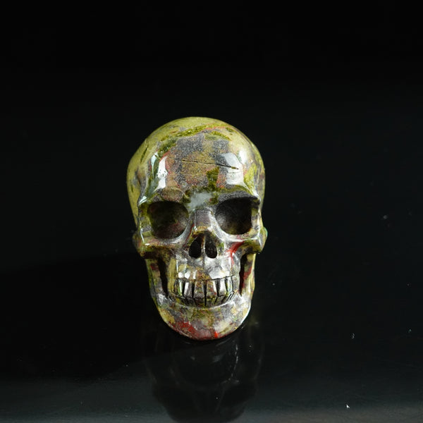 3.0" Dragon Blood Jasper Crystal Skull Carving - Unique Piece #DB13