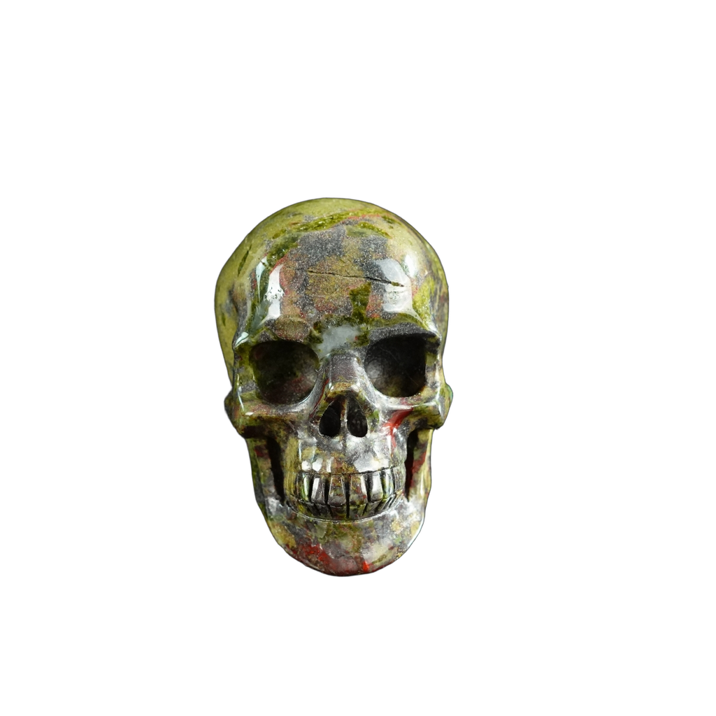 3.0" Dragon Blood Jasper Crystal Skull Carving - Unique Piece #DB13