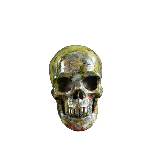 3.0" Dragon Blood Jasper Crystal Skull Carving - Unique Piece #DB13
