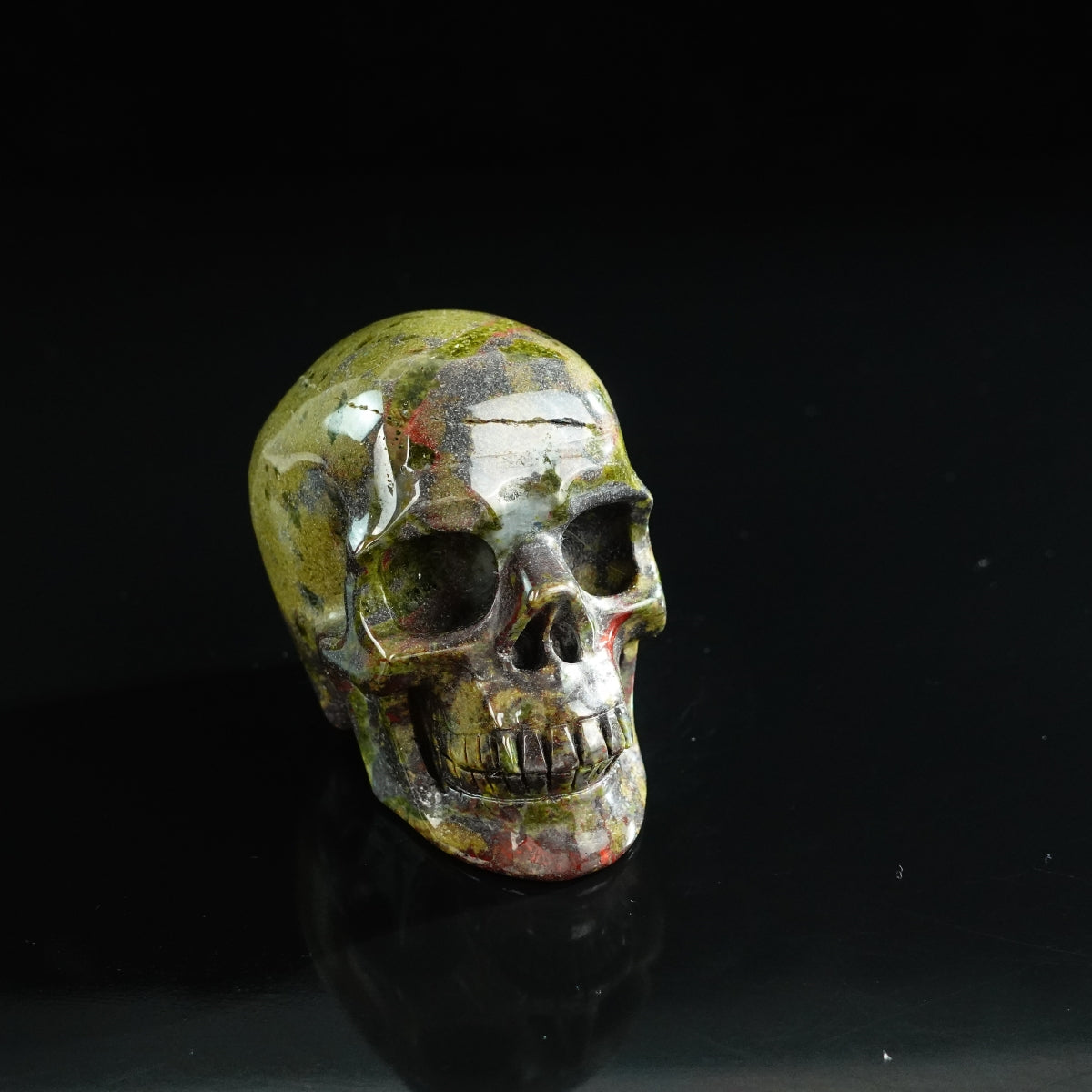 3.0" Dragon Blood Jasper Crystal Skull Carving - Unique Piece #DB13