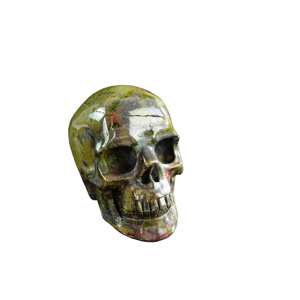 3.0" Dragon Blood Jasper Crystal Skull Carving - Unique Piece #DB13 - alternate view