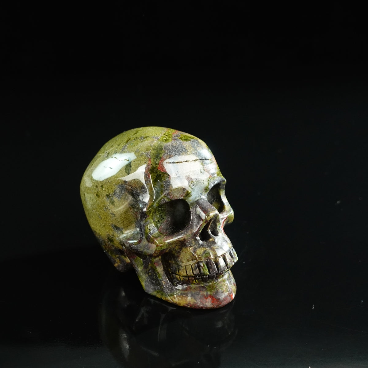 3.0" Dragon Blood Jasper Crystal Skull Carving - Unique Piece #DB13