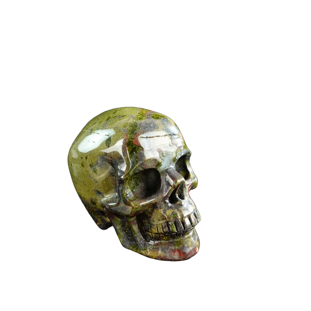 3.0" Dragon Blood Jasper Crystal Skull Carving - Unique Piece #DB13