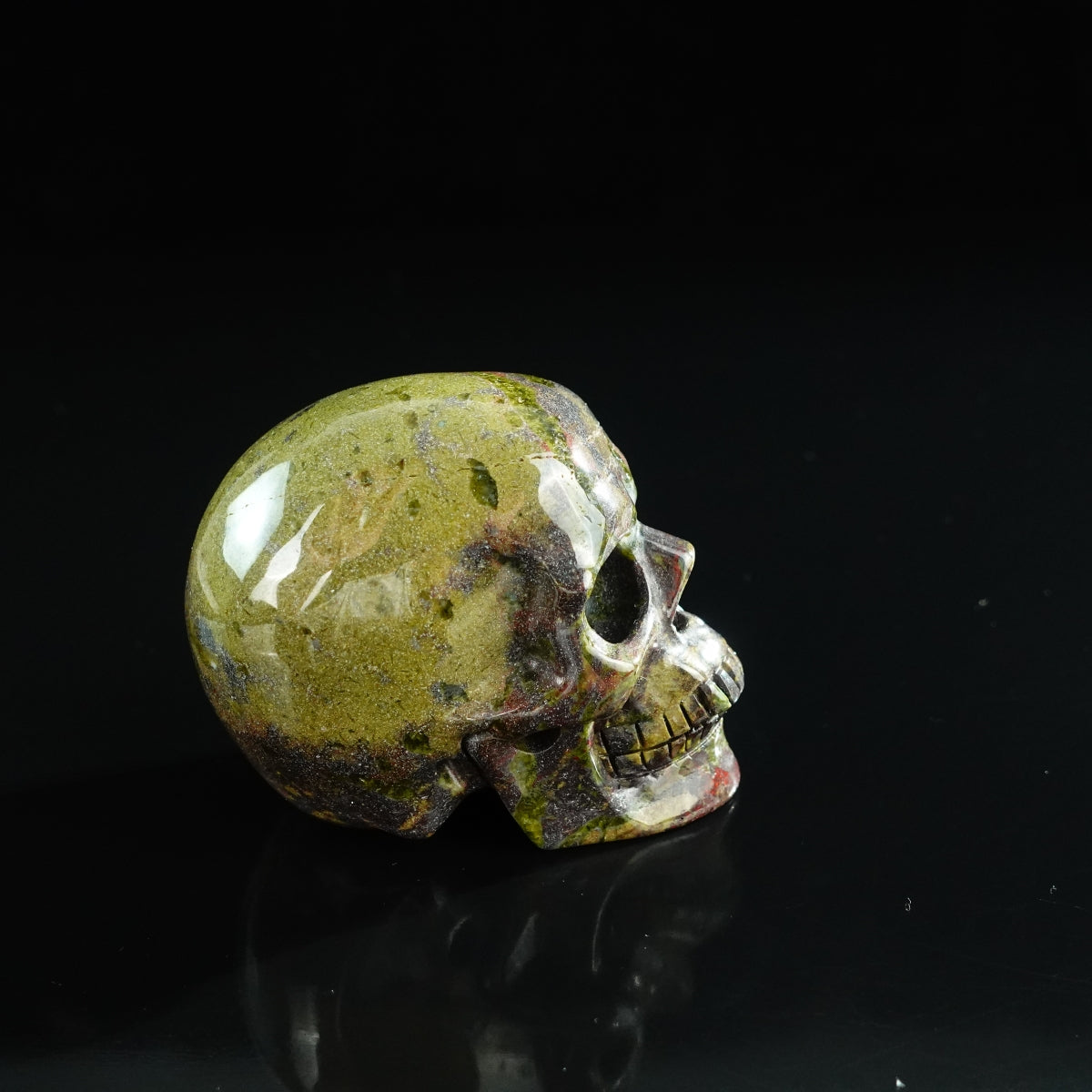 3.0" Dragon Blood Jasper Crystal Skull Carving - Unique Piece #DB13