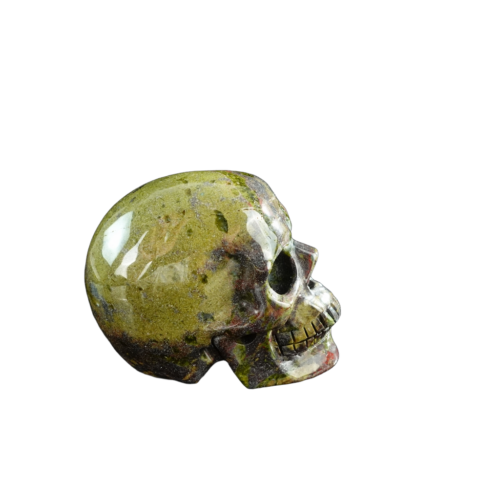 3.0" Dragon Blood Jasper Crystal Skull Carving - Unique Piece #DB13