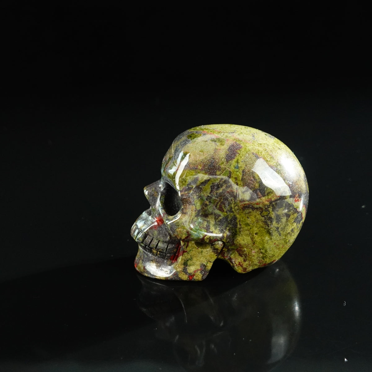 3.0" Dragon Blood Jasper Crystal Skull Carving - Unique Piece #DB13