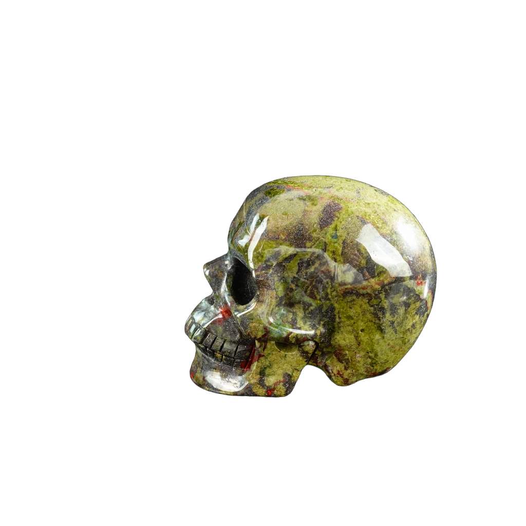 3.0" Dragon Blood Jasper Crystal Skull Carving - Unique Piece #DB13