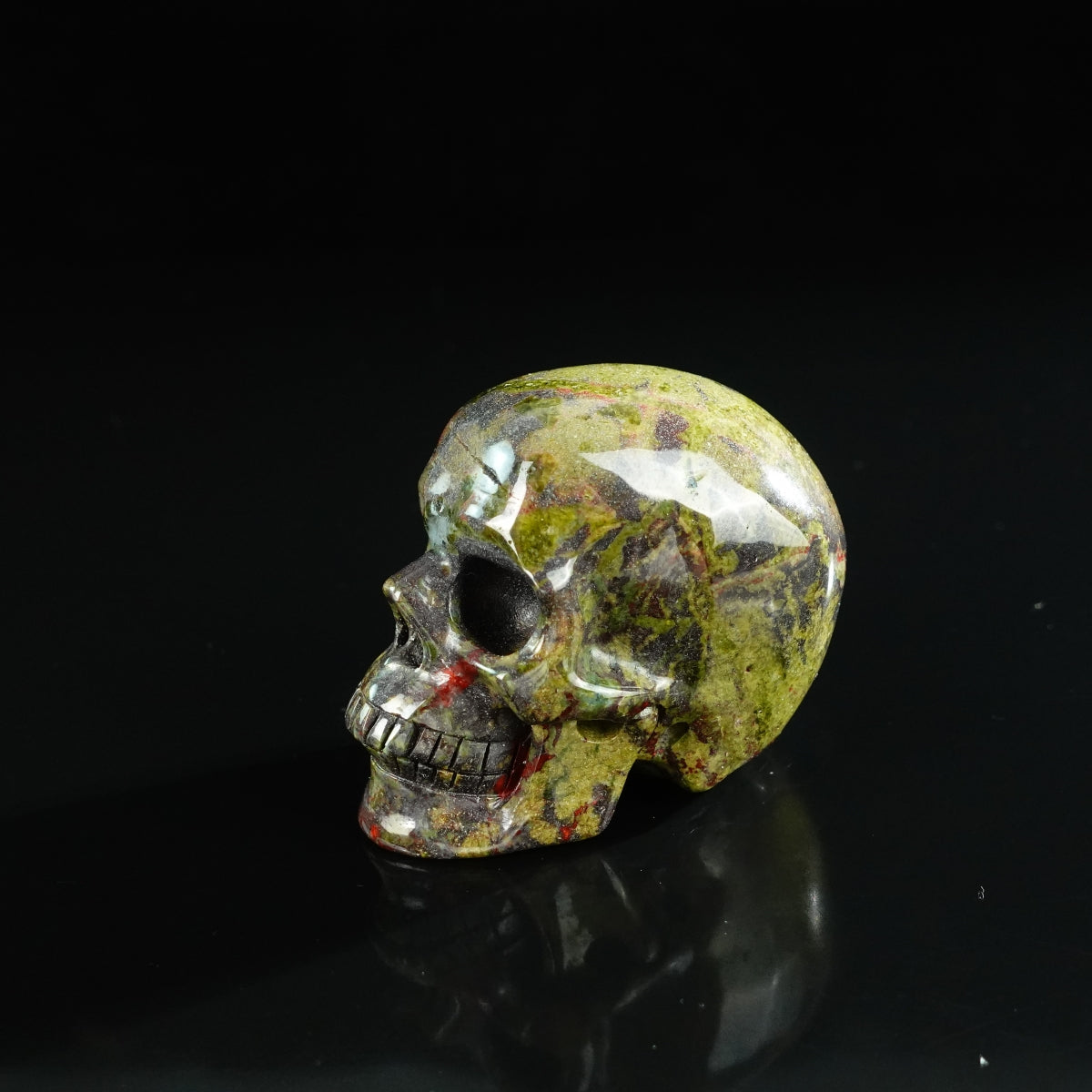 3.0" Dragon Blood Jasper Crystal Skull Carving - Unique Piece #DB13