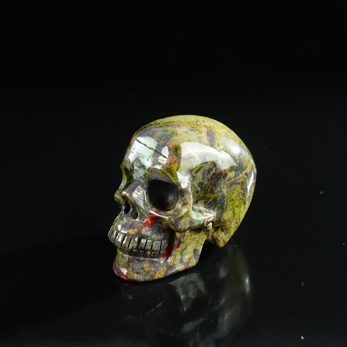 3.0" Dragon Blood Jasper Crystal Skull Carving - Unique Piece #DB13