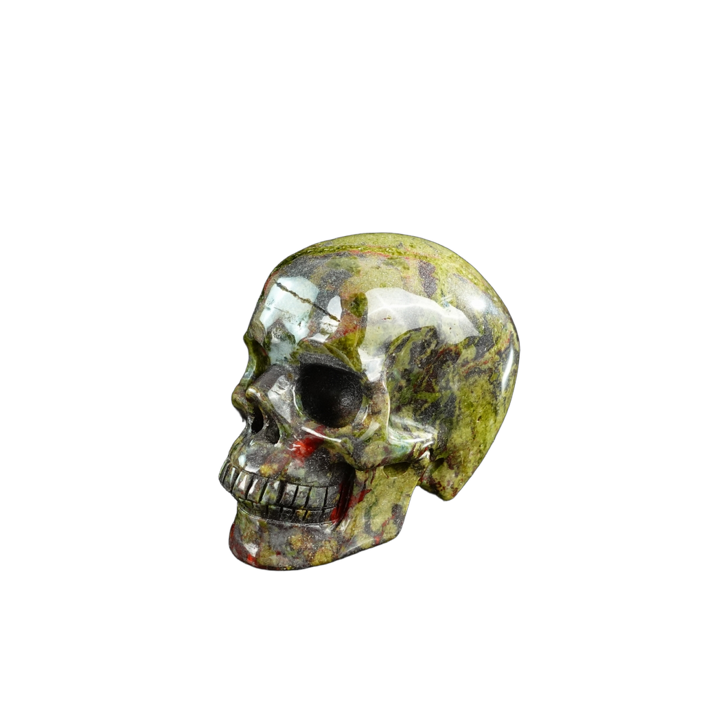3.0" Dragon Blood Jasper Crystal Skull Carving - Unique Piece #DB13