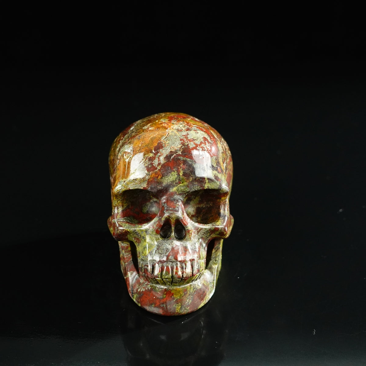 3.0" Dragon Blood Jasper Crystal Skull Carving - Unique Piece #DB14