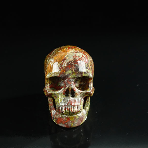 3.0" Dragon Blood Jasper Crystal Skull Carving - Unique Piece #DB14