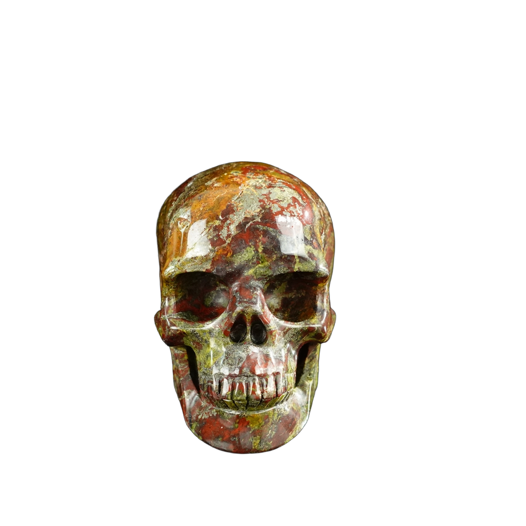 3.0" Dragon Blood Jasper Crystal Skull Carving - Unique Piece #DB14