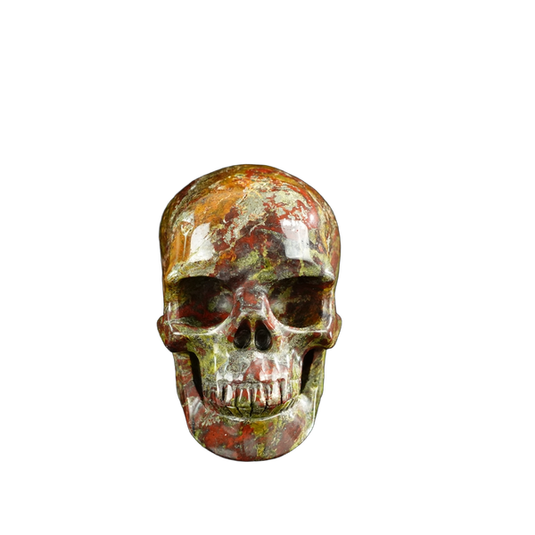 3.0" Dragon Blood Jasper Crystal Skull Carving - Unique Piece #DB14