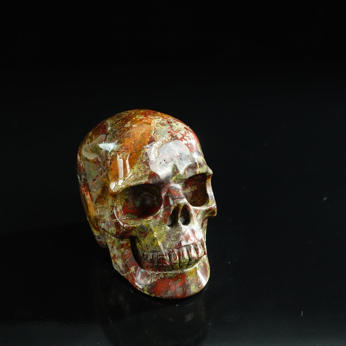 3.0" Dragon Blood Jasper Crystal Skull Carving - Unique Piece #DB14