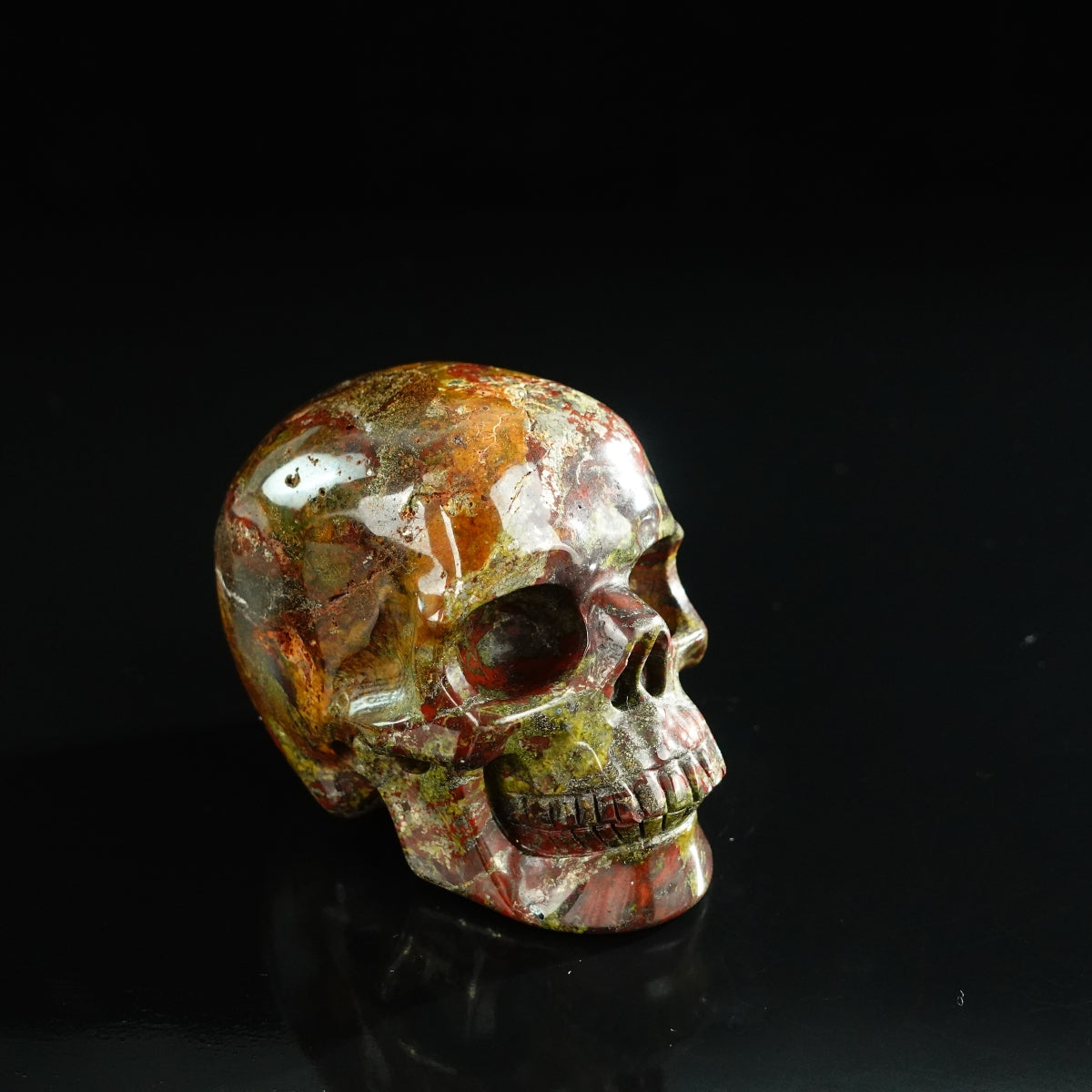 3.0" Dragon Blood Jasper Crystal Skull Carving - Unique Piece #DB14