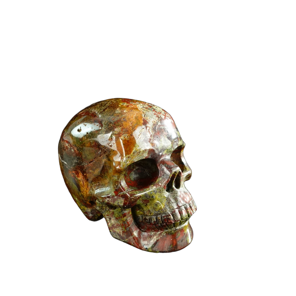 3.0" Dragon Blood Jasper Crystal Skull Carving - Unique Piece #DB14