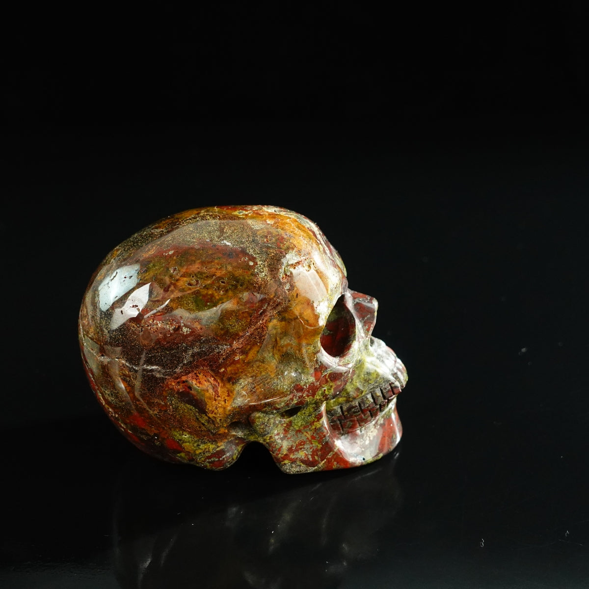 3.0" Dragon Blood Jasper Crystal Skull Carving - Unique Piece #DB14
