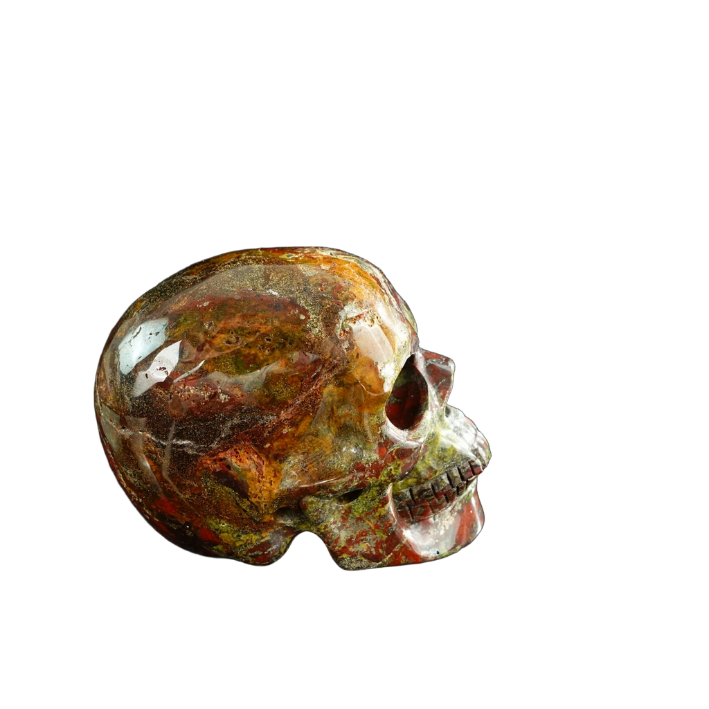 3.0" Dragon Blood Jasper Crystal Skull Carving - Unique Piece #DB14