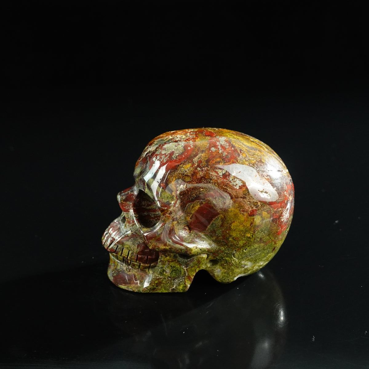 3.0" Dragon Blood Jasper Crystal Skull Carving - Unique Piece #DB14