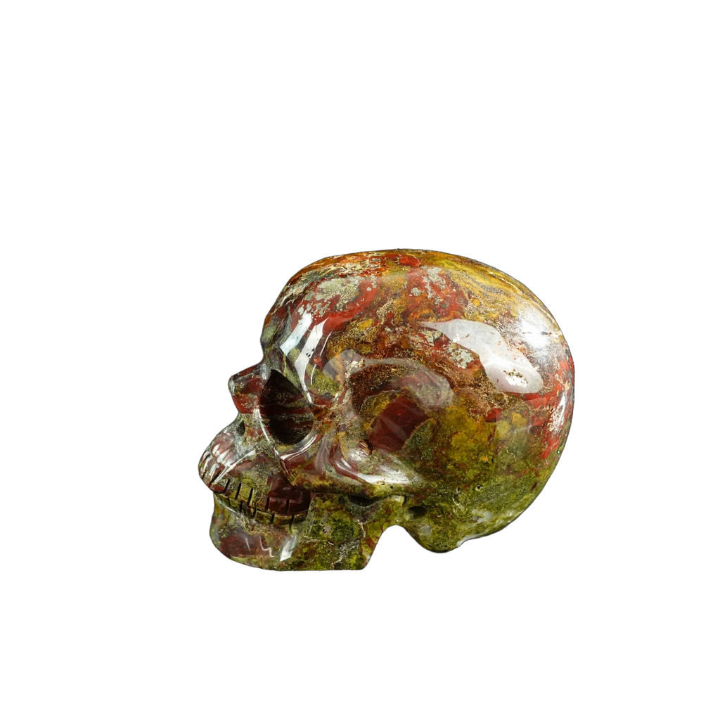 3.0" Dragon Blood Jasper Crystal Skull Carving - Unique Piece #DB14