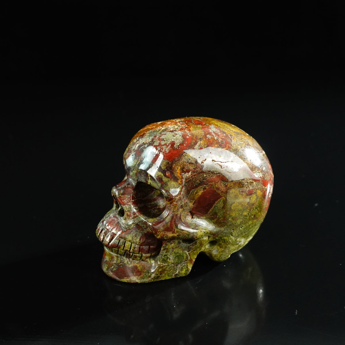 3.0" Dragon Blood Jasper Crystal Skull Carving - Unique Piece #DB14