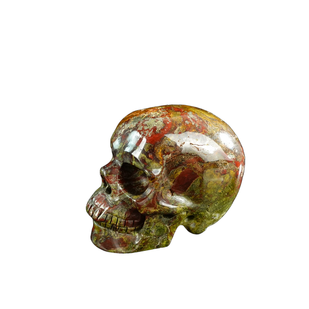 3.0" Dragon Blood Jasper Crystal Skull Carving - Unique Piece #DB14