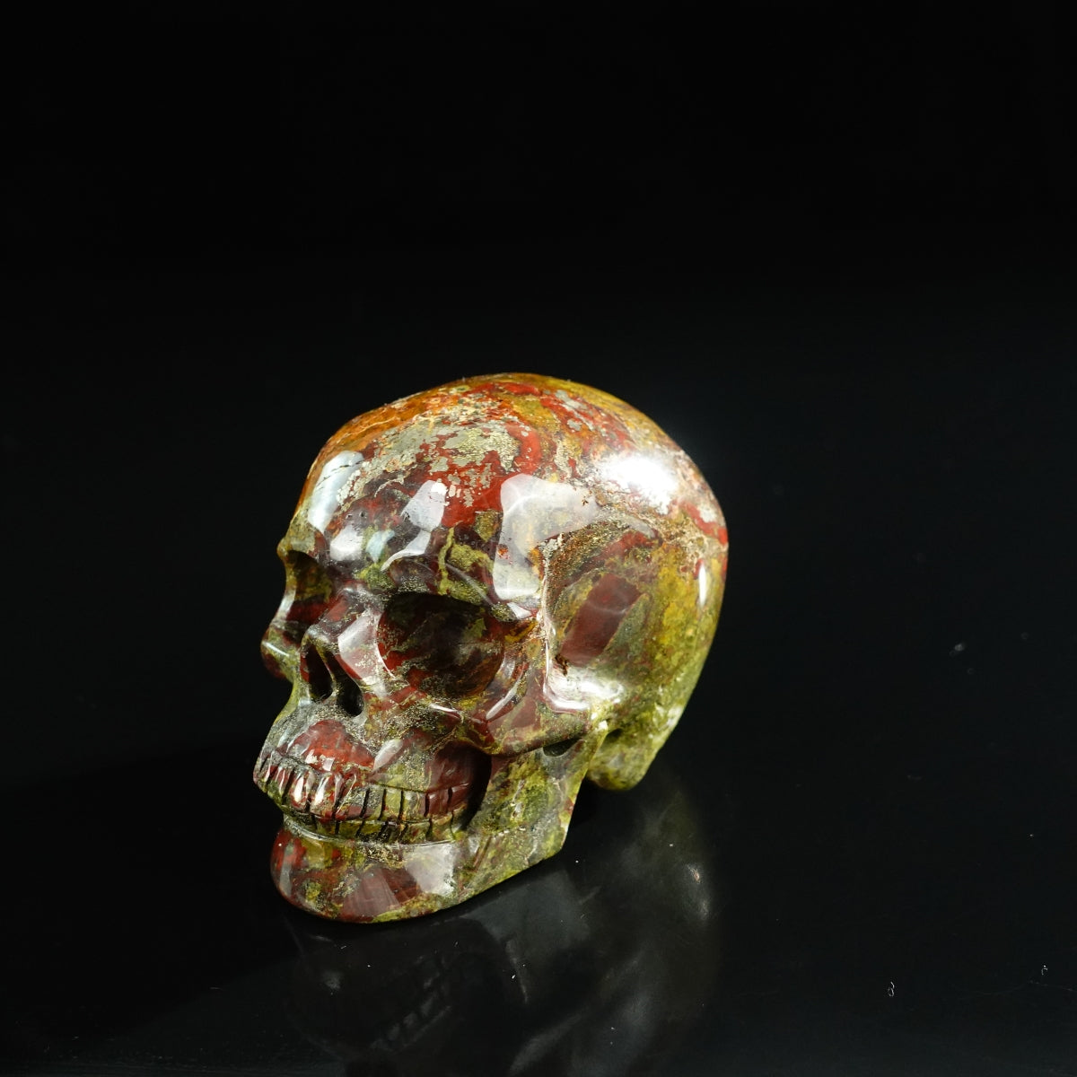 3.0" Dragon Blood Jasper Crystal Skull Carving - Unique Piece #DB14