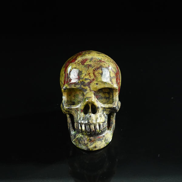 3.0" Dragon Blood Jasper Crystal Skull Carving - Unique Piece #DB15