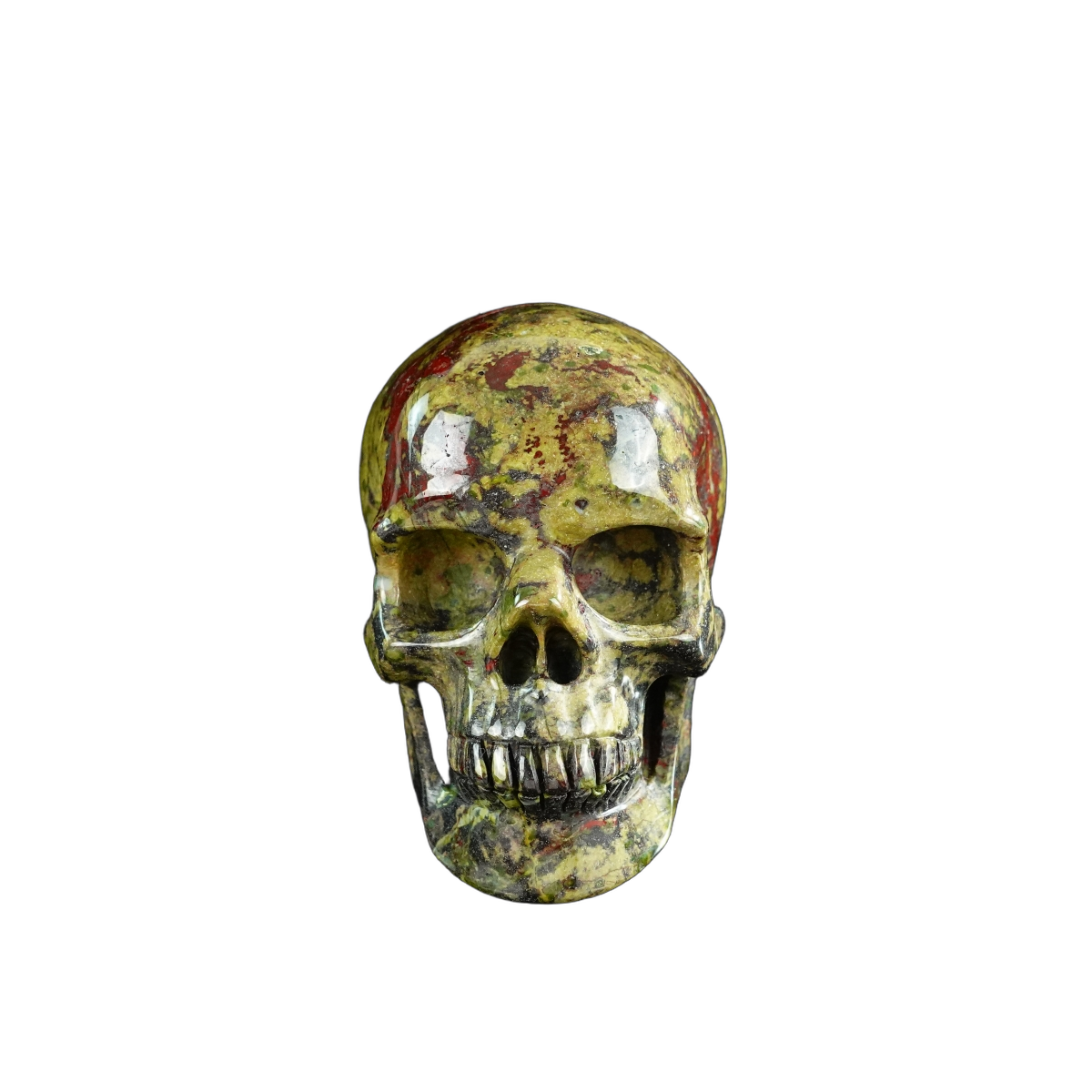 3.0" Dragon Blood Jasper Crystal Skull Carving - Hand Carved Decor