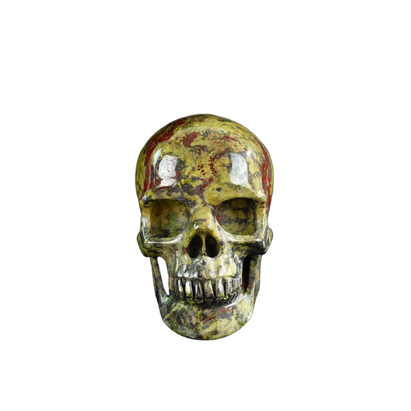 3.0" Dragon Blood Jasper Crystal Skull Carving - Hand Carved Decor