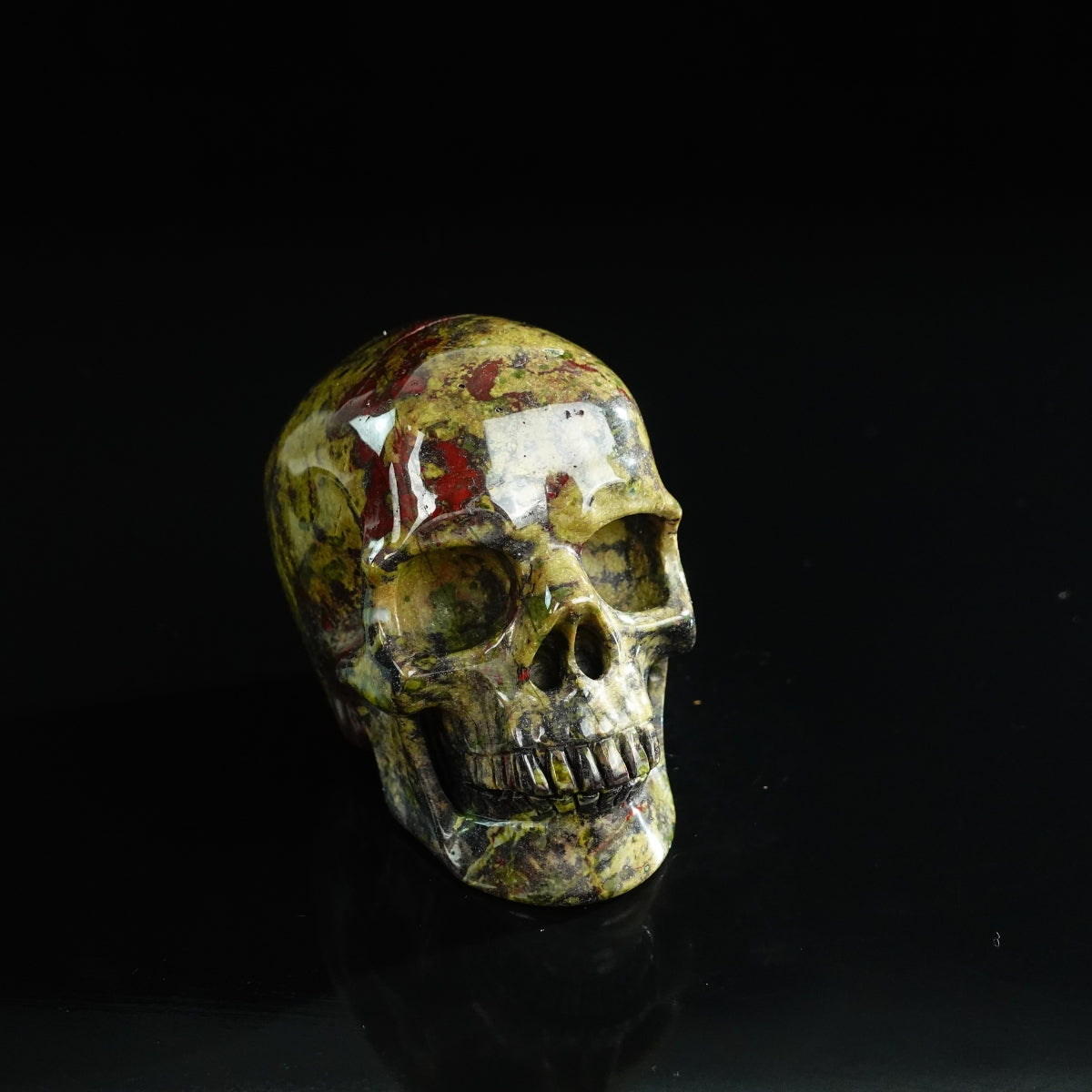 3.0" Dragon Blood Jasper Crystal Skull Carving - Unique Piece #DB15