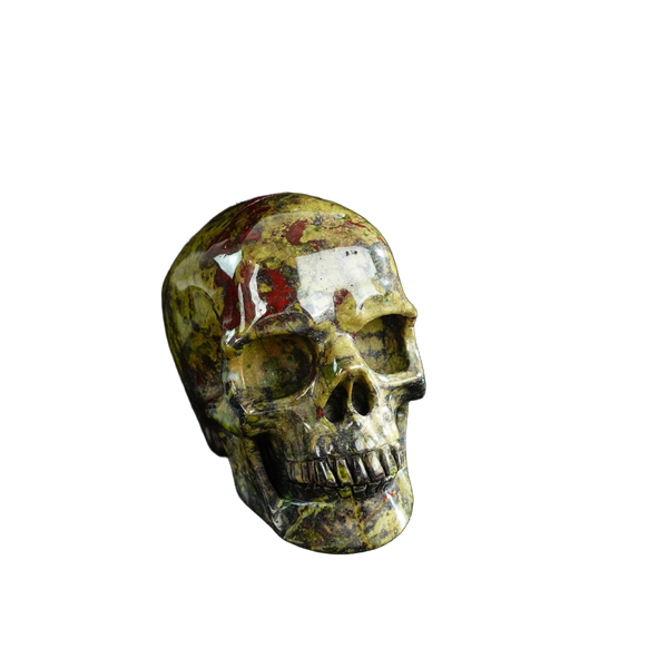 3.0" Dragon Blood Jasper Crystal Skull Carving - Hand Carved Decor - alternate view