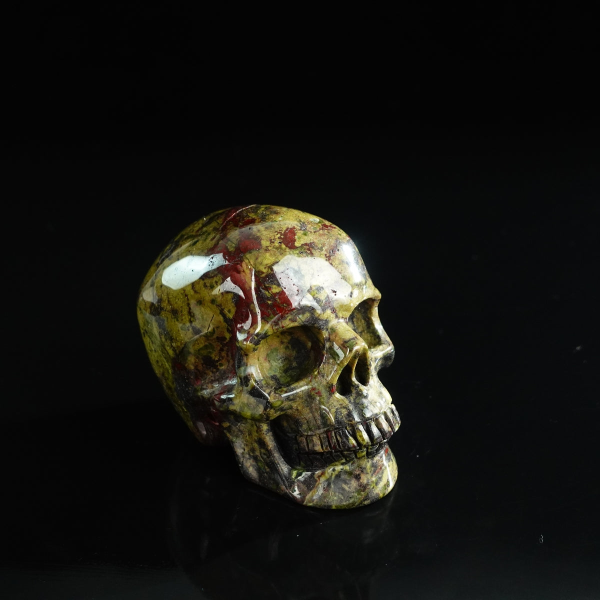 3.0" Dragon Blood Jasper Crystal Skull Carving - Unique Piece #DB15