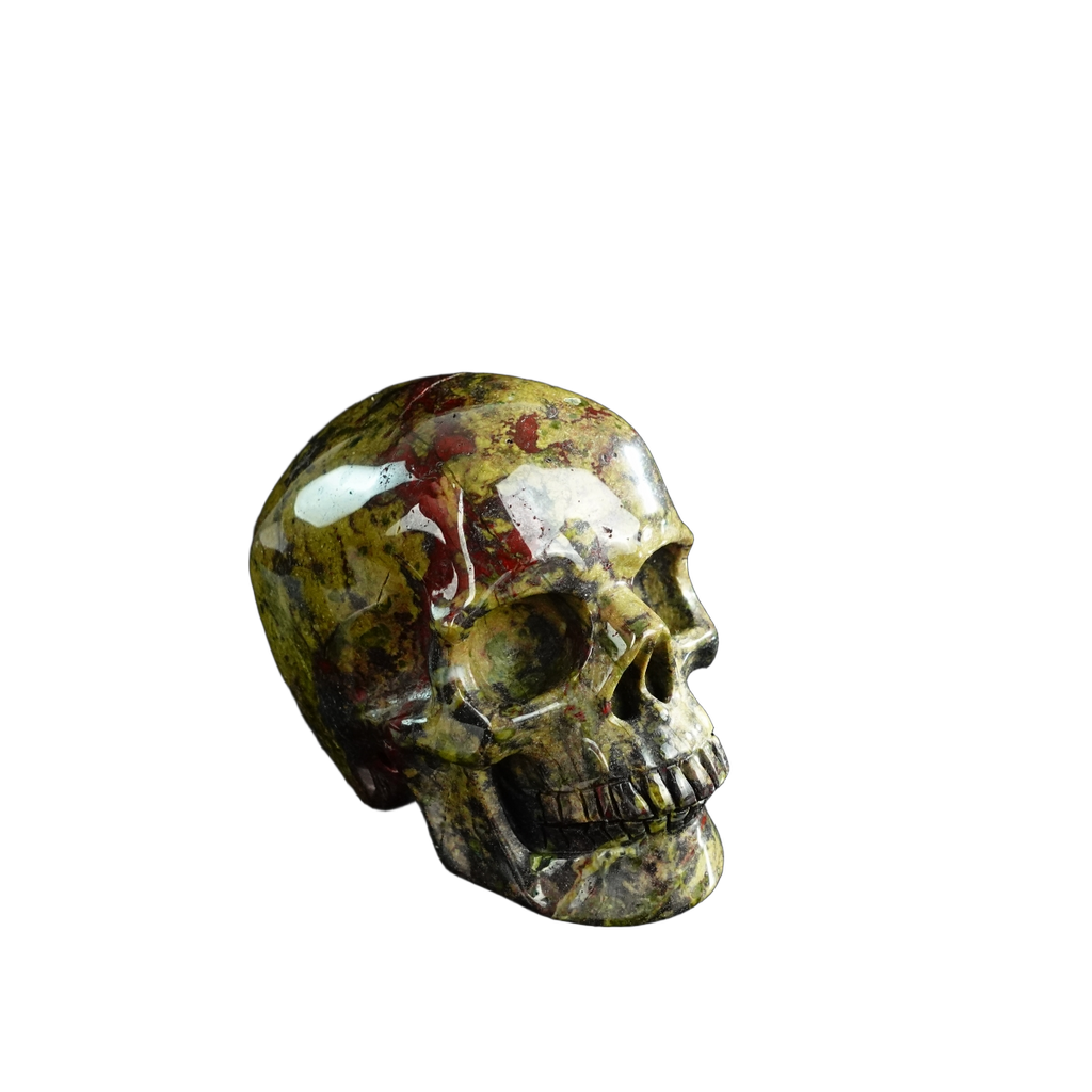 3.0" Dragon Blood Jasper Crystal Skull Carving - Hand Carved Decor