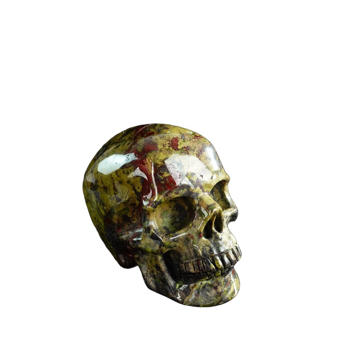 3.0" Dragon Blood Jasper Crystal Skull Carving - Hand Carved Decor