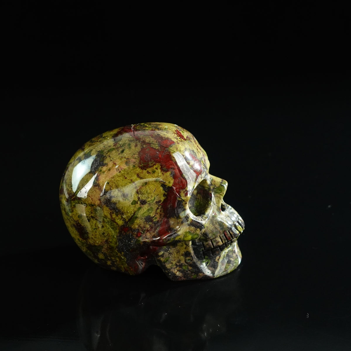 3.0" Dragon Blood Jasper Crystal Skull Carving - Unique Piece #DB15