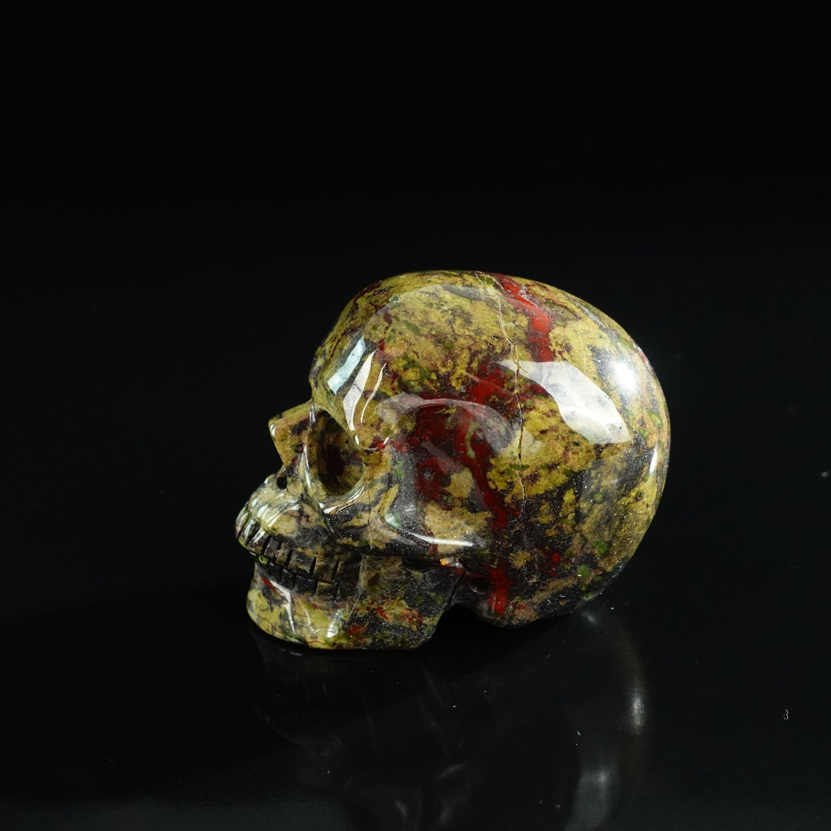 3.0" Dragon Blood Jasper Crystal Skull Carving - Unique Piece #DB15