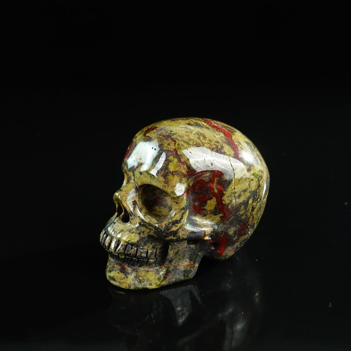 3.0" Dragon Blood Jasper Crystal Skull Carving - Unique Piece #DB15