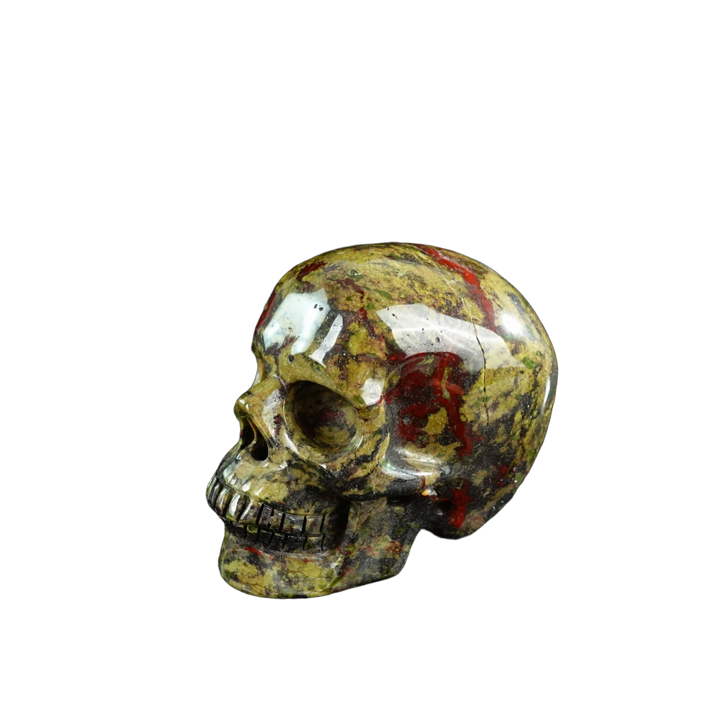 3.0" Dragon Blood Jasper Crystal Skull Carving - Hand Carved Decor