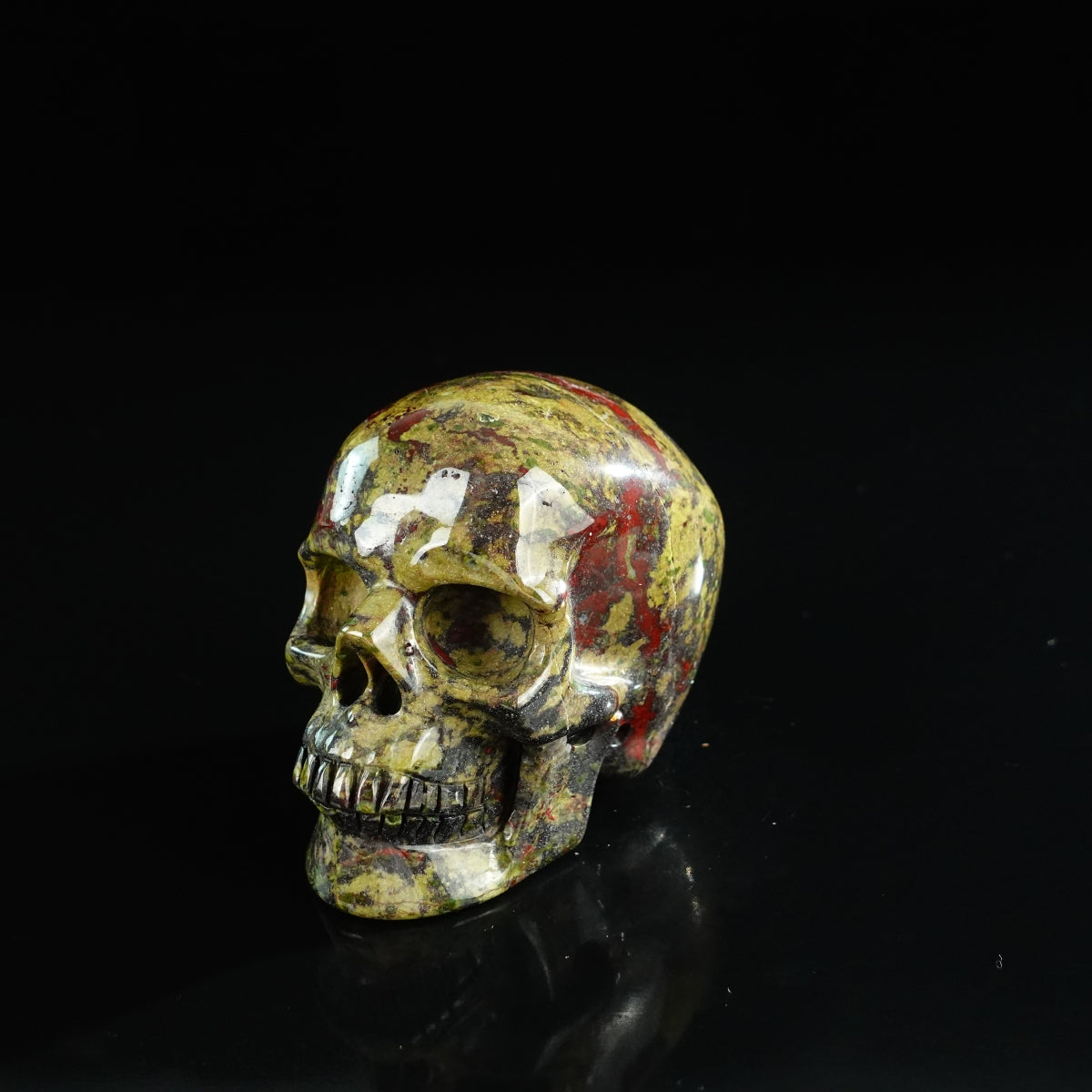 3.0" Dragon Blood Jasper Crystal Skull Carving - Unique Piece #DB15