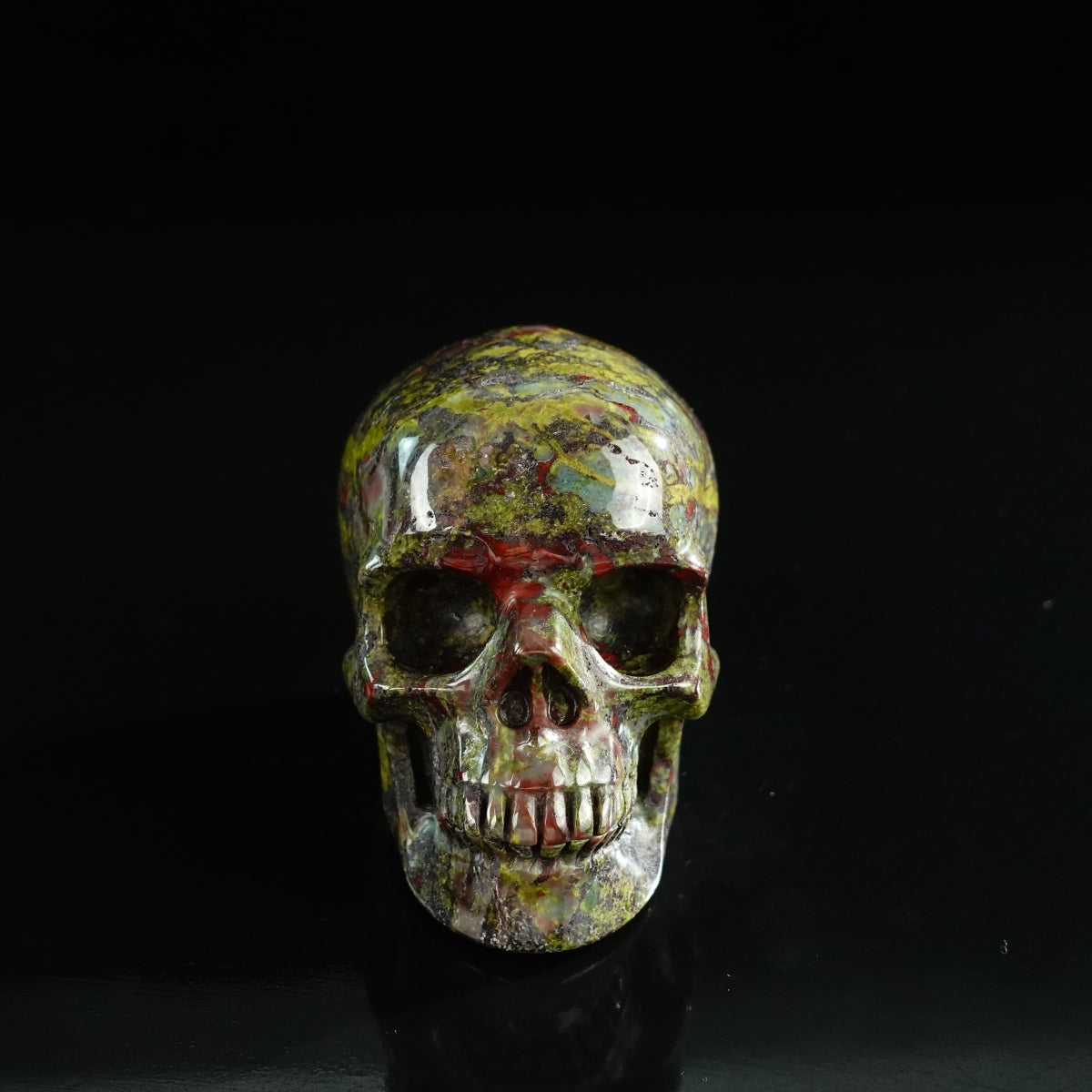 3.0" Dragon Blood Jasper Crystal Skull Carving - Unique Piece #DB16