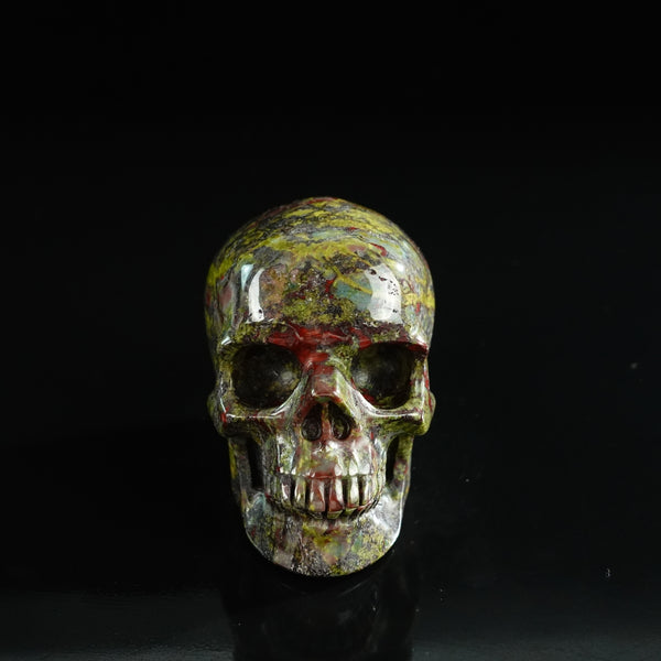 3.0" Dragon Blood Jasper Crystal Skull Carving - Unique Piece #DB16